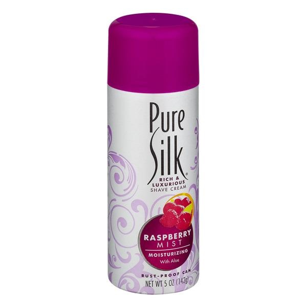 slide 1 of 1, Pure Silk Rich & Luxurious Shave Cream Raspberry Mist Moisturizing With Aloe, 5 oz