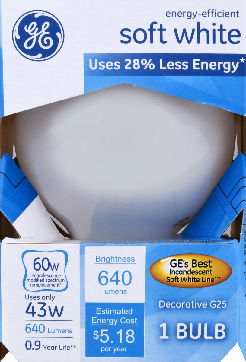 slide 1 of 11, GE Soft White Incandescent 43 Watts Light Bulb 1 ea, 1 ct