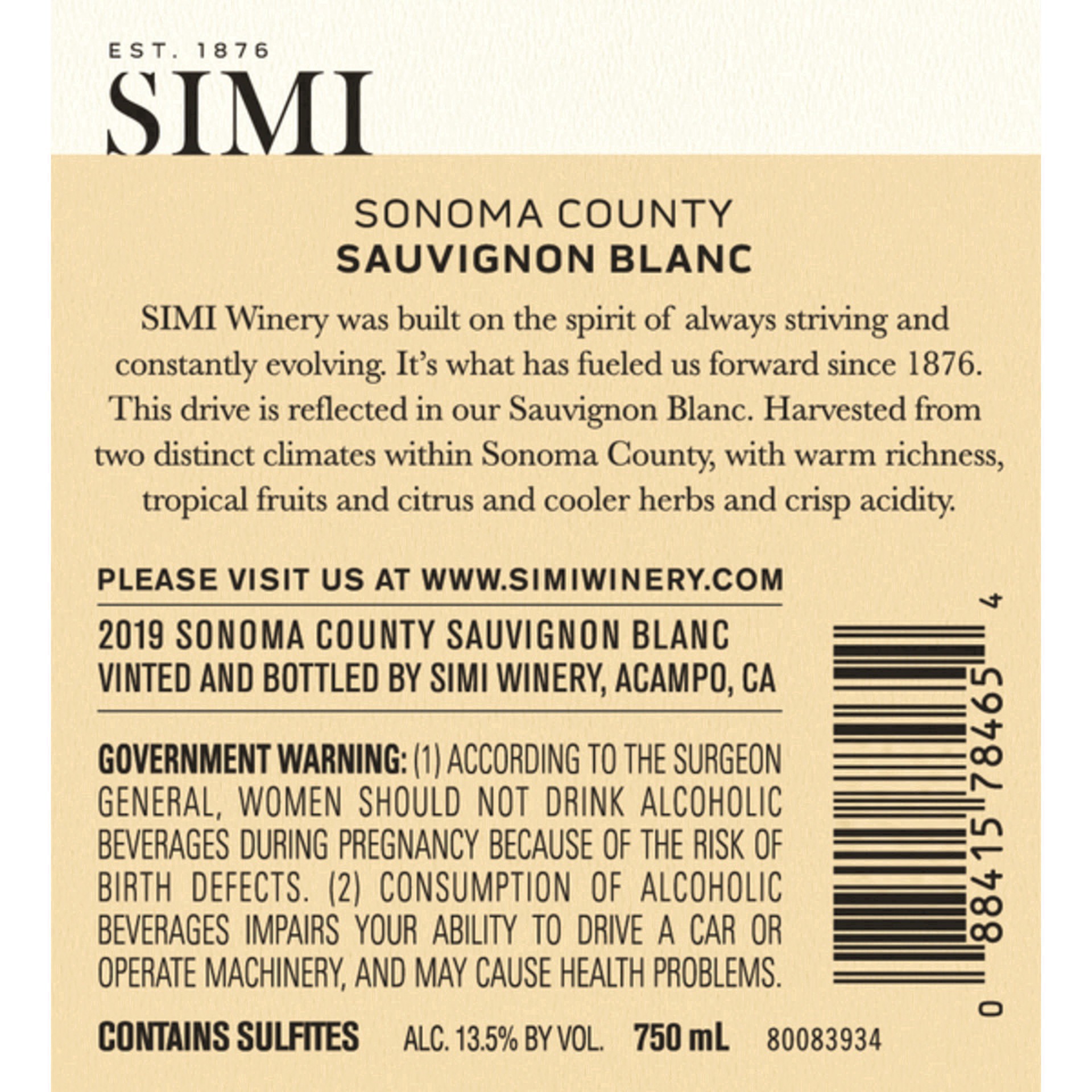 slide 11 of 17, SIMI California Sauvignon Blanc White Wine, 750 mL Bottle, 25.36 fl oz