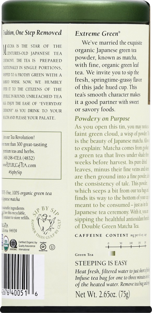 slide 2 of 12, The Republic of Tea Double Green Matcha Tea - 50 ct, 50 ct