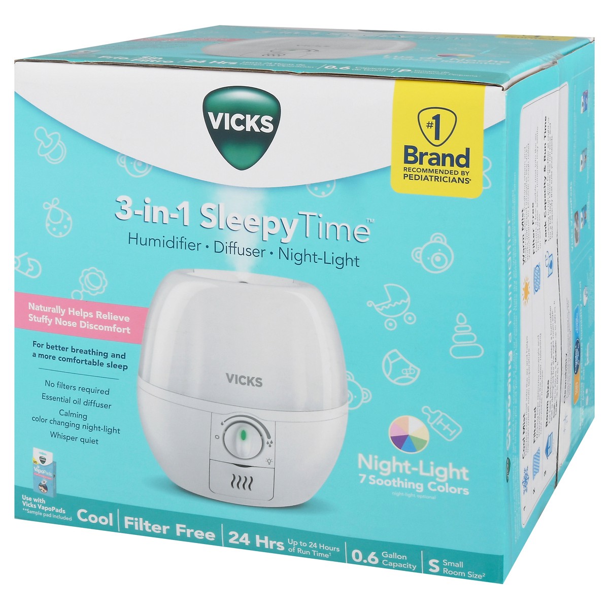 slide 3 of 9, Vicks 3-in-1 Sleepy Time Humidifier 1 ea, 1 ct