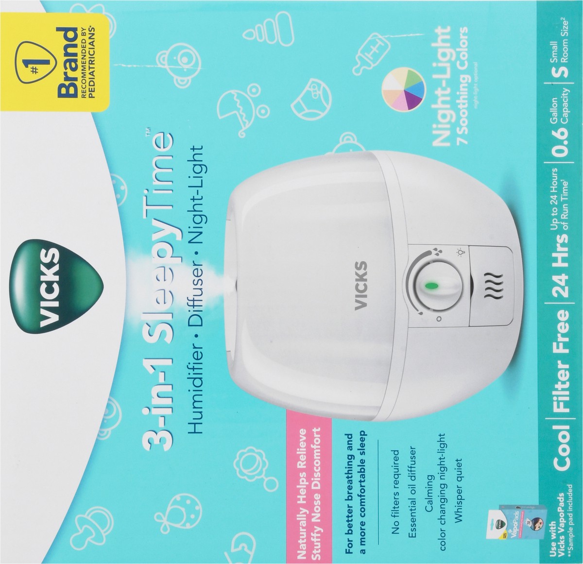 slide 8 of 9, Vicks 3-in-1 Sleepy Time Humidifier 1 ea, 1 ct