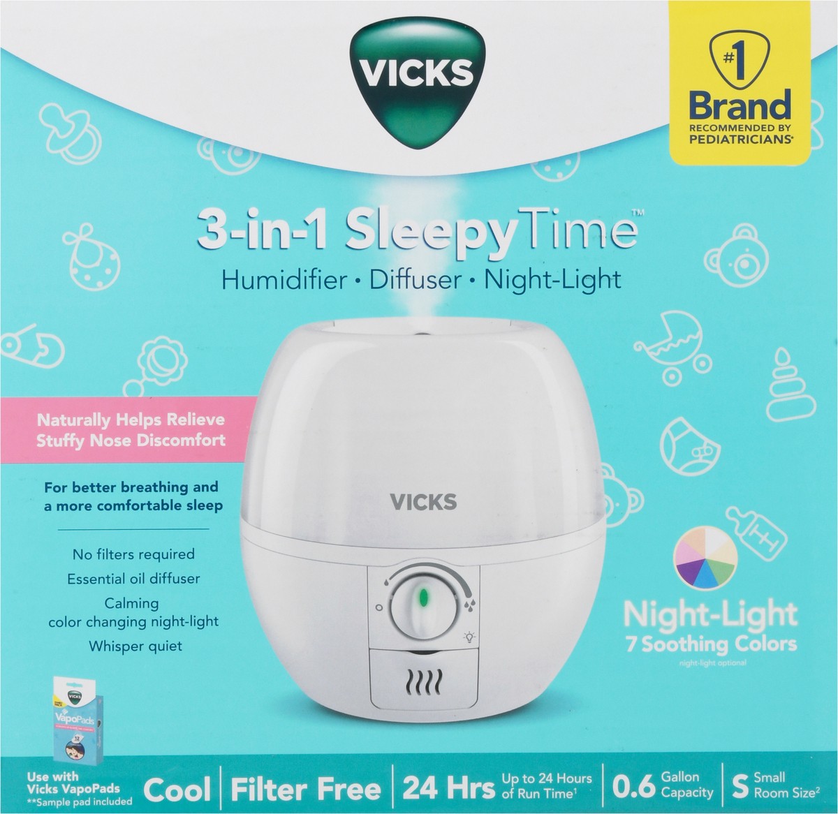 slide 2 of 9, Vicks 3-in-1 Sleepy Time Humidifier 1 ea, 1 ct