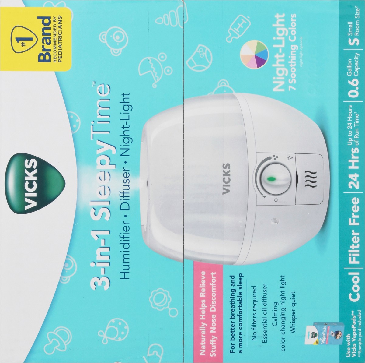 slide 7 of 9, Vicks 3-in-1 Sleepy Time Humidifier 1 ea, 1 ct
