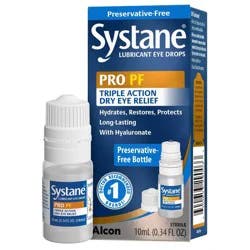Systane Pro with Hyaluronate Preservative Free Multi-Dose Lubricating Dry Eye Drops 12 Hour Relief - 0.34 fl oz