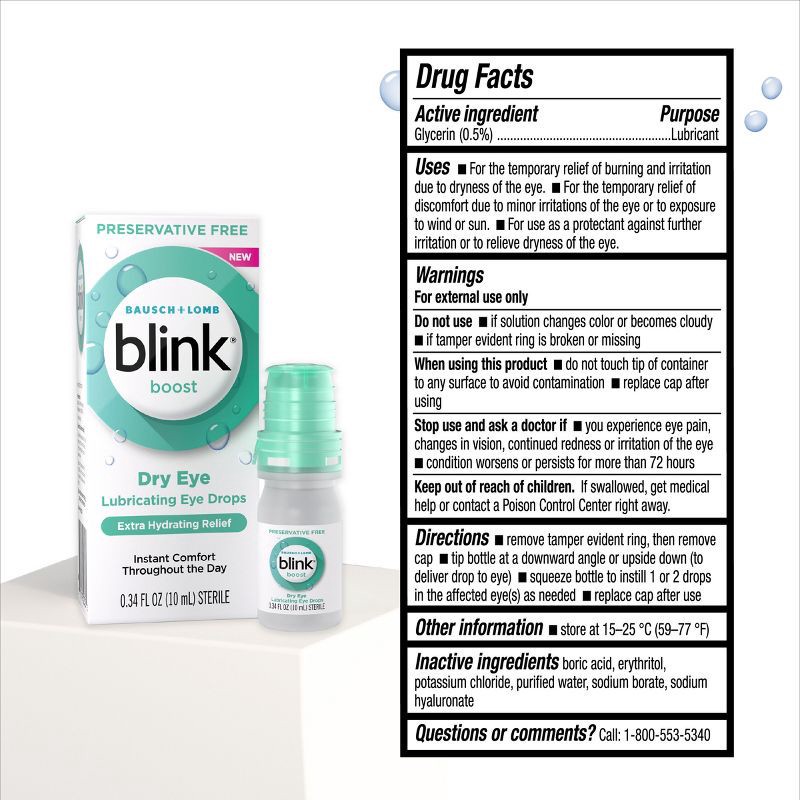 slide 7 of 7, Blink Tears Lubricating and Hydrating Dry Eye Drops - Preservative Free - 10ml, 10 ml