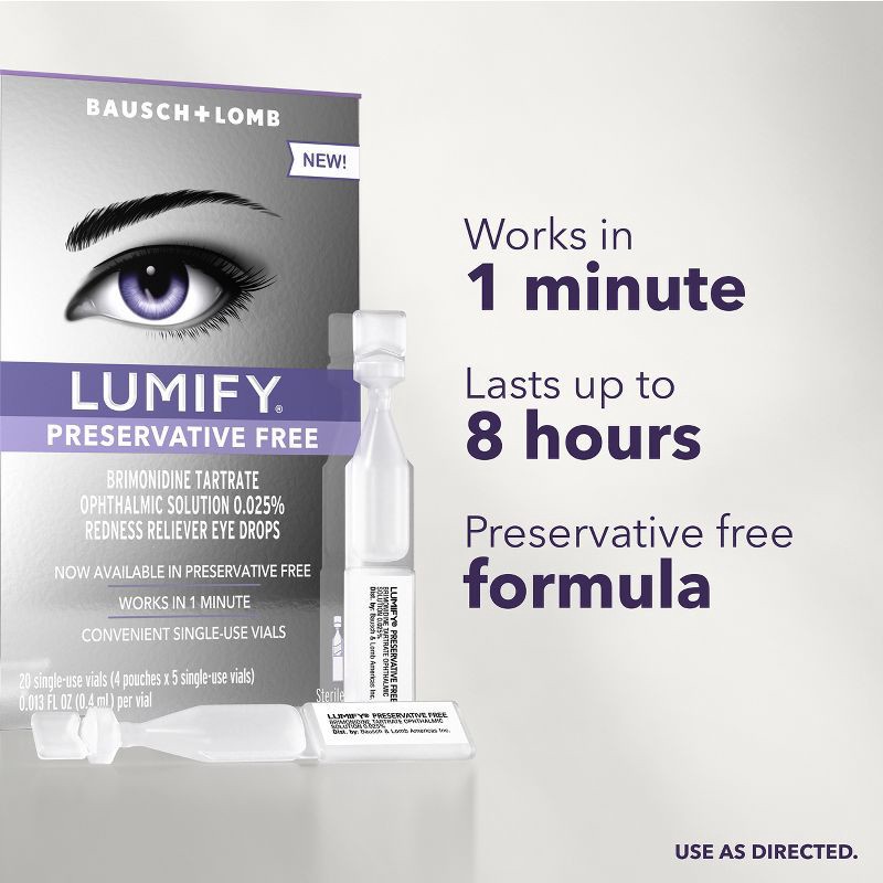 slide 4 of 7, Lumify Eye Drops for Redness Relief - Preservative Free - 8ml/20ct, 8 ml, 20 ct