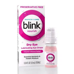 Blink Nourish Hydrating and Lubricating Eye Drops for Dry Eyes - Preservative Free - 0.33 fl oz