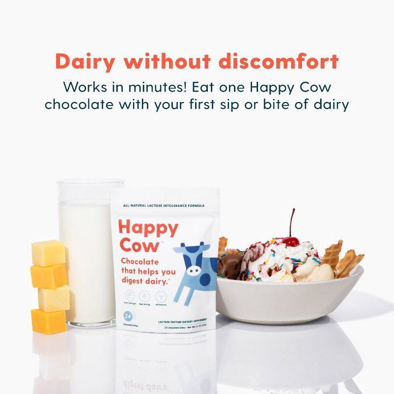 slide 6 of 9, Happy Cow Adult Chocolate Fast Acting Lactase Digestive Digestive Supplement - Sugar Shell - 10ct, 10 ct