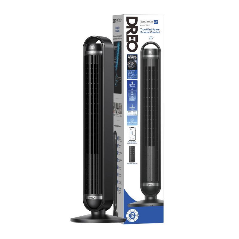 slide 9 of 9, Dreo Cruiser Pro DC Smart Tower Fan Black, 1 ct