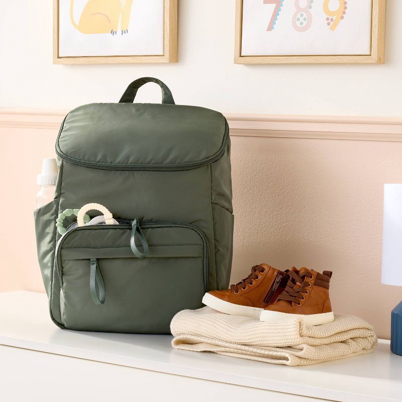 slide 2 of 4, Open-Top Diaper Backpack - Green - Cloud Island™, 1 ct