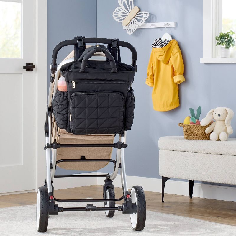 slide 2 of 4, Quilted Diaper Backpack Tote - Black - Cloud Island™, 1 ct