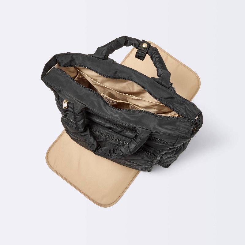slide 3 of 4, Quilted Diaper Backpack Tote - Black - Cloud Island™, 1 ct