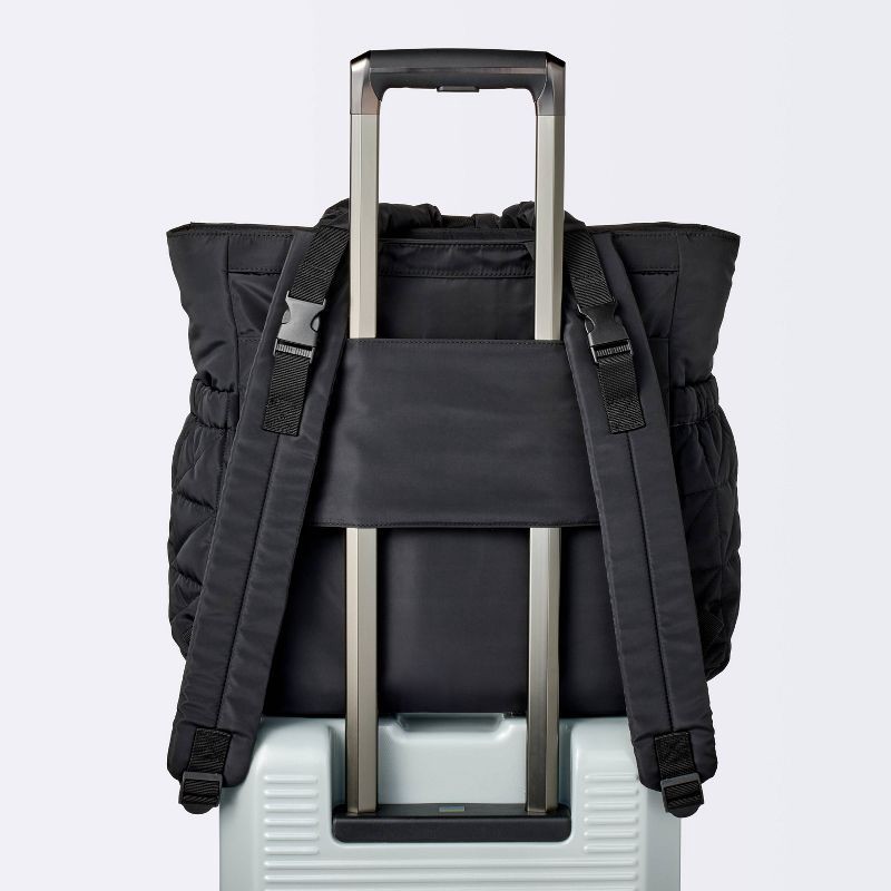 slide 4 of 4, Quilted Diaper Backpack Tote - Black - Cloud Island™, 1 ct