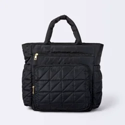 Quilted Diaper Backpack Tote - Black - Cloud Island™