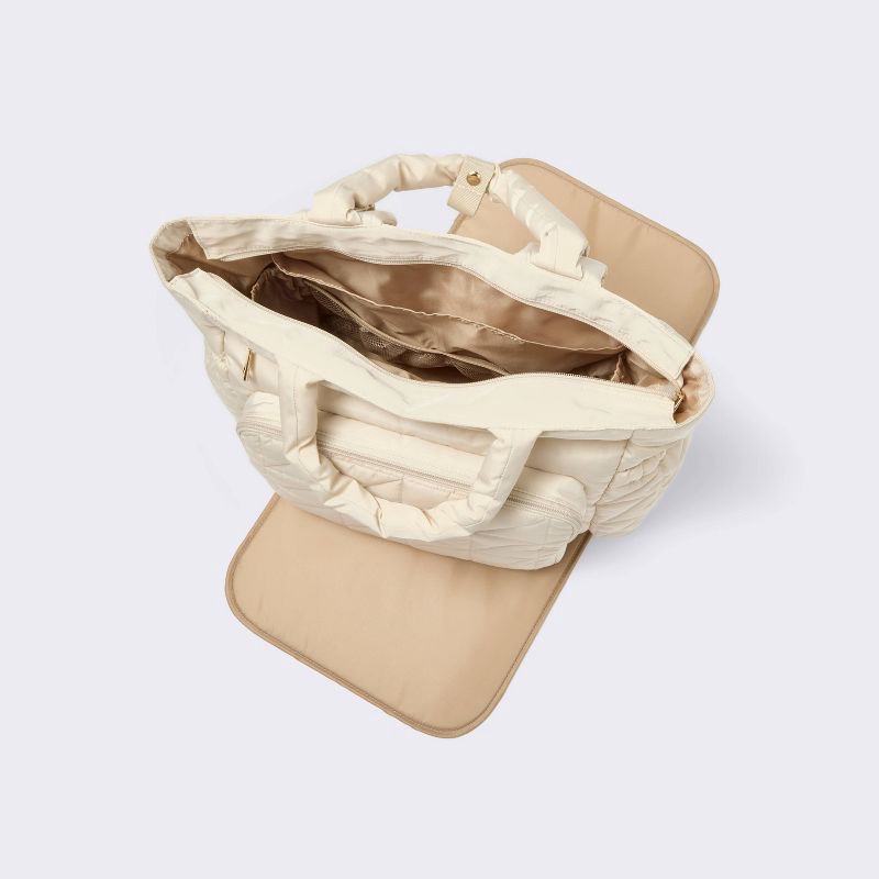slide 3 of 4, Quilted Diaper Backpack Tote - Light Tan - Cloud Island™, 1 ct