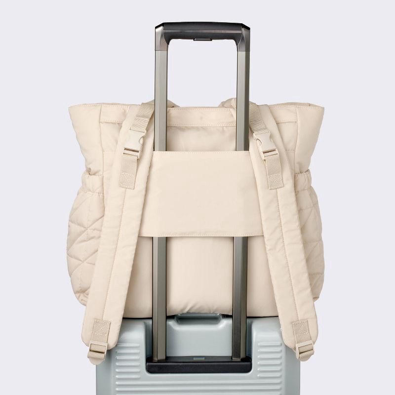 slide 4 of 4, Quilted Diaper Backpack Tote - Light Tan - Cloud Island™, 1 ct