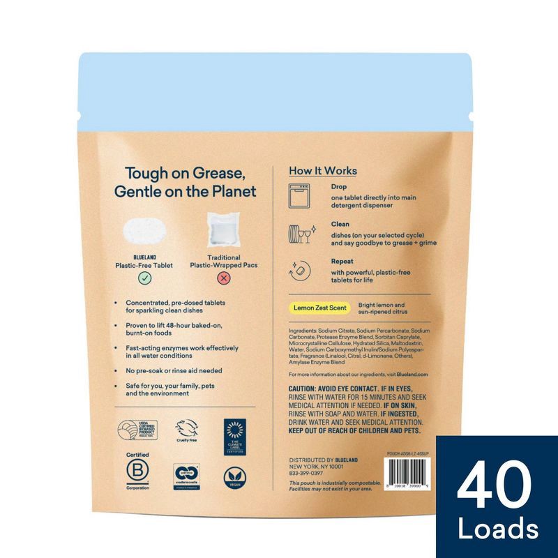 slide 2 of 10, Blueland Lemon Zest Dishwasher Detergent Tablets - 9.5oz/40ct, 9.5 oz, 40 ct