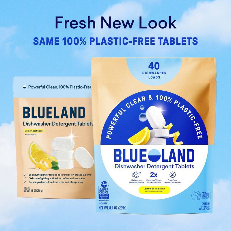 slide 2 of 12, Blueland Lemon Zest Dishwasher Detergent Tablets - 9.5oz/40ct, 9.5 oz, 40 ct