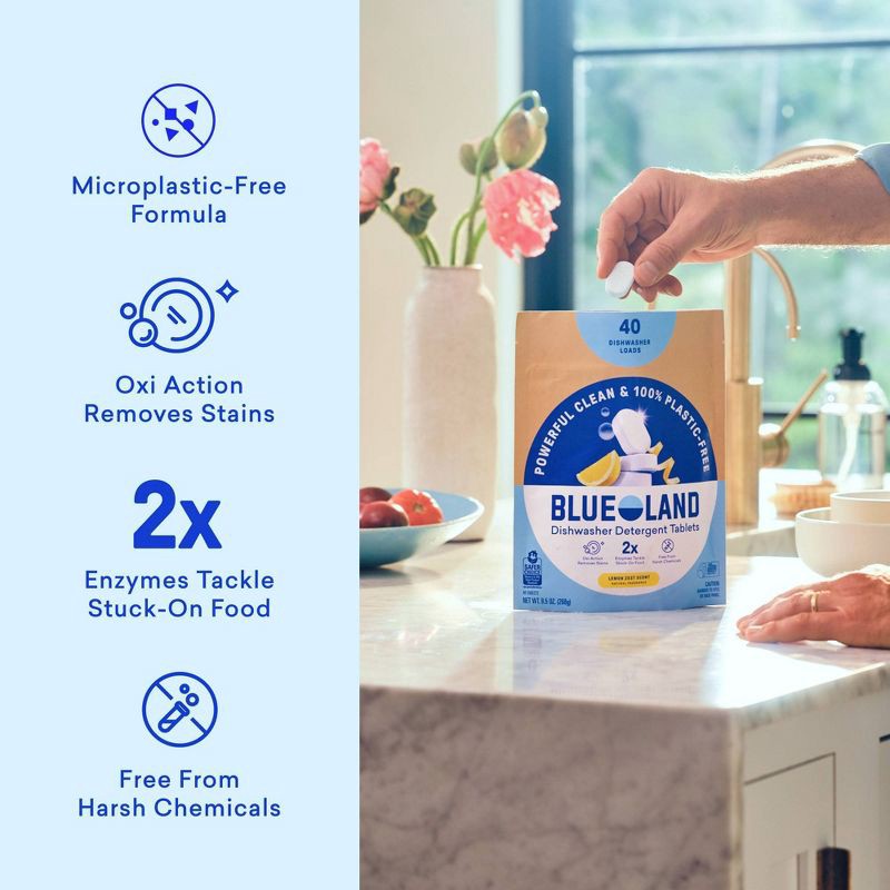 slide 5 of 12, Blueland Lemon Zest Dishwasher Detergent Tablets - 9.5oz/40ct, 9.5 oz, 40 ct