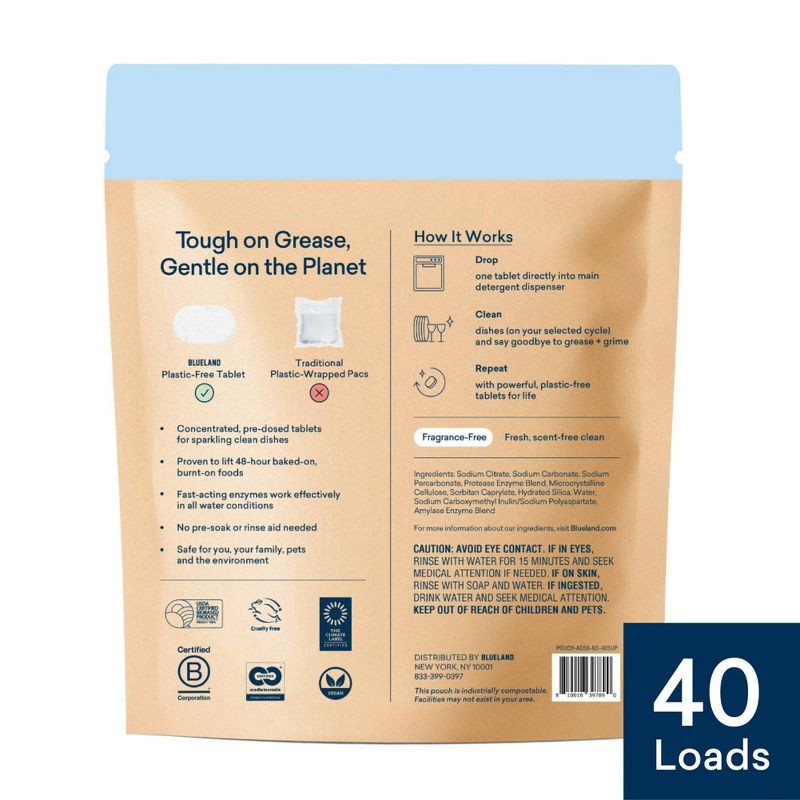 slide 2 of 10, Blueland Fragrance Free Dishwasher Detergent Tablets - 9.5oz/40ct, 9.5 oz, 40 ct