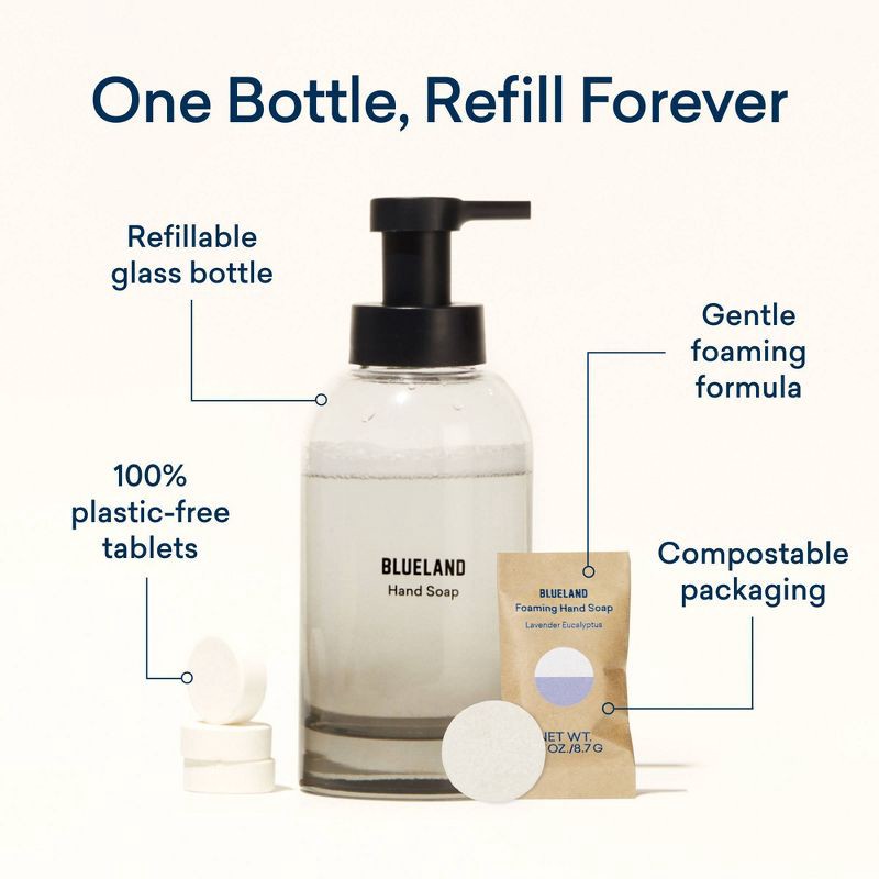 slide 3 of 11, Blueland Hand Soap Starter Set - Slate Reusable Bottle and Lavender Scent Table - 2ct/0.3oz, 2 ct; 0.3 oz