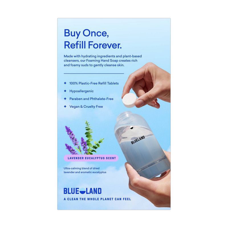 slide 3 of 11, Blueland Hand Soap Starter Set - Slate Reusable Bottle and Lavender Scent Table - 2ct/0.3oz, 2 ct; 0.3 oz