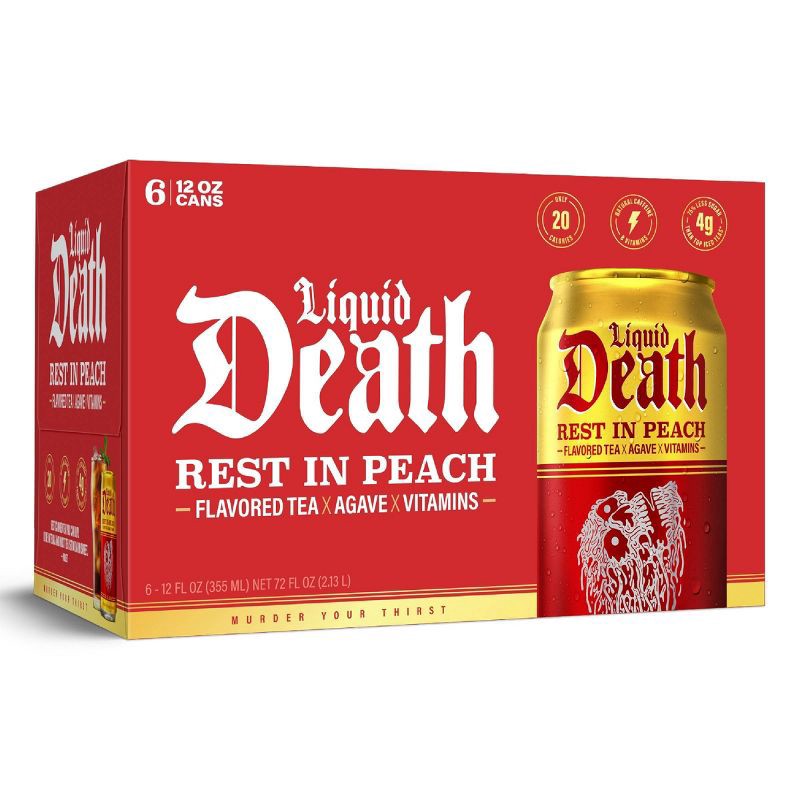 slide 3 of 8, Liquid Death Rest in Peach Tea - 6pk/12 fl oz Cans, 6 ct; 12 fl oz