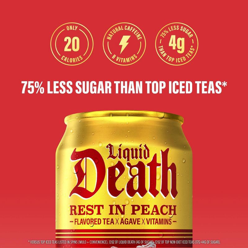 slide 6 of 8, Liquid Death Rest in Peach Tea - 6pk/12 fl oz Cans, 6 ct; 12 fl oz