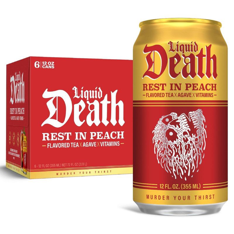 slide 1 of 8, Liquid Death Rest in Peach Tea - 6pk/12 fl oz Cans, 6 ct; 12 fl oz