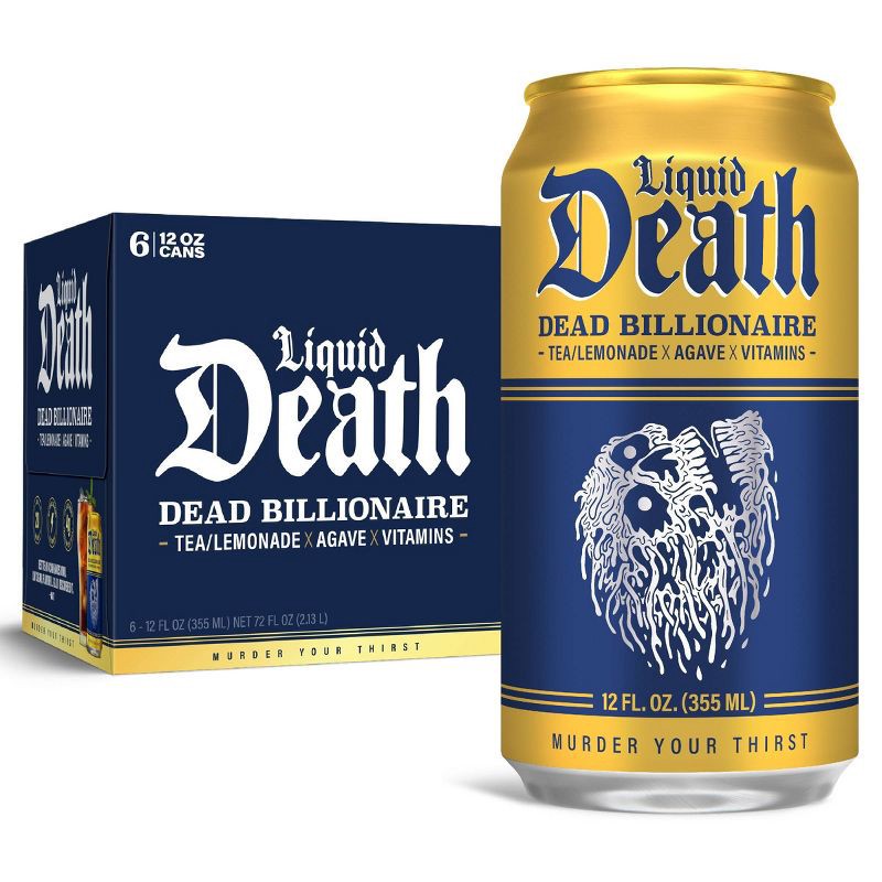 slide 1 of 8, Liquid Death Dead Billionaire Tea - 6pk/12 fl oz Cans, 6 ct; 12 fl oz