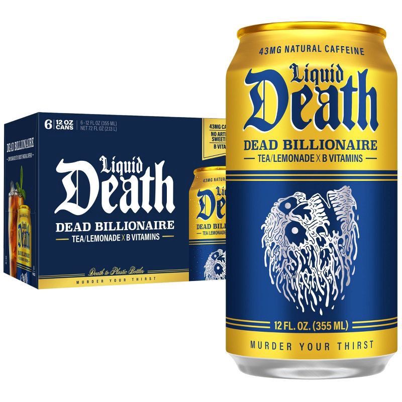 slide 1 of 6, Liquid Death Dead Billionaire Tea - 6pk/12 fl oz Cans, 6 ct; 12 fl oz