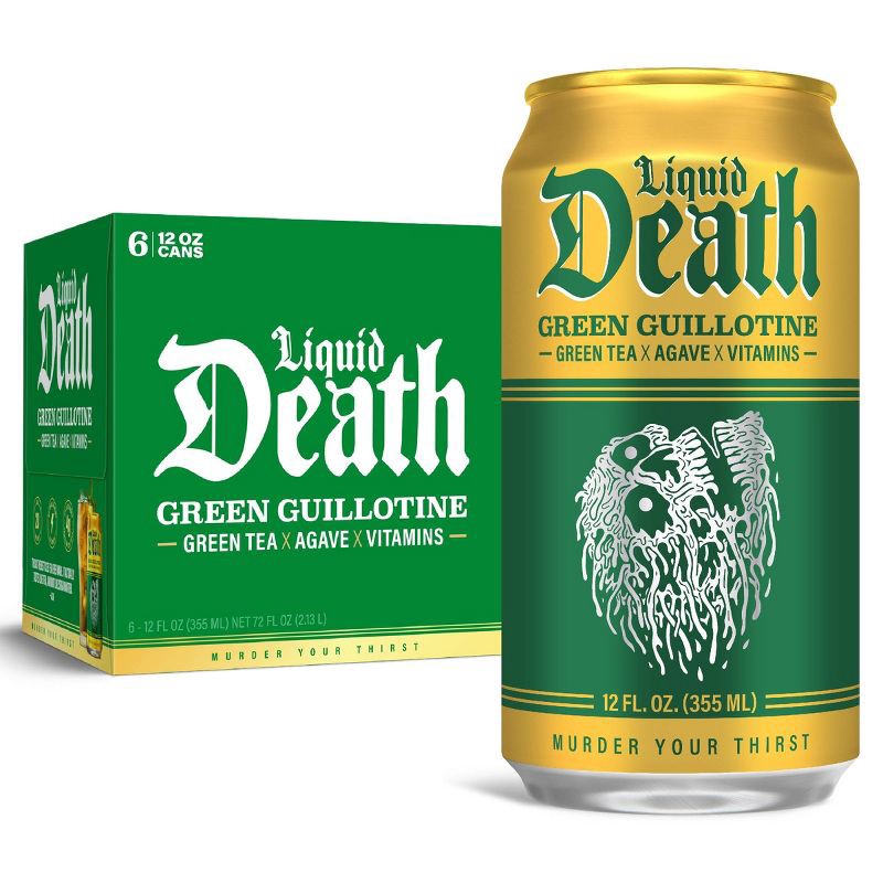 slide 1 of 7, Liquid Death Green Guillotine Tea - 6pk/12 fl oz Cans, 6 ct; 12 fl oz