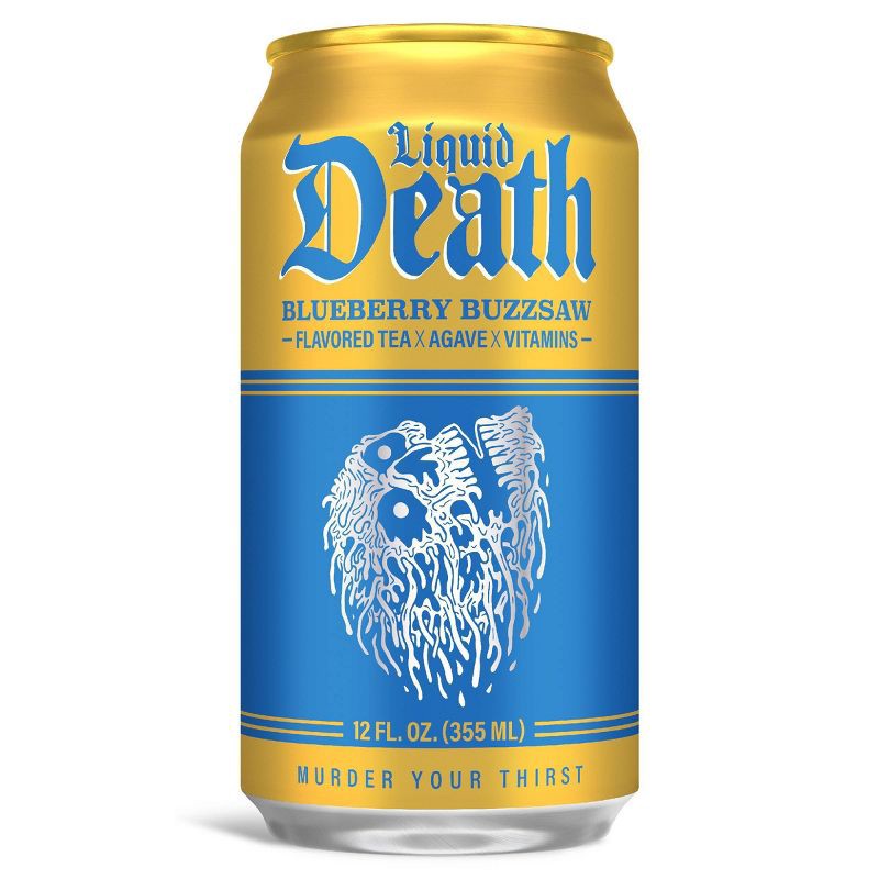slide 2 of 7, Liquid Death Blueberry Buzzsaw Tea - 6pk/12 fl oz Cans, 6 ct; 12 fl oz