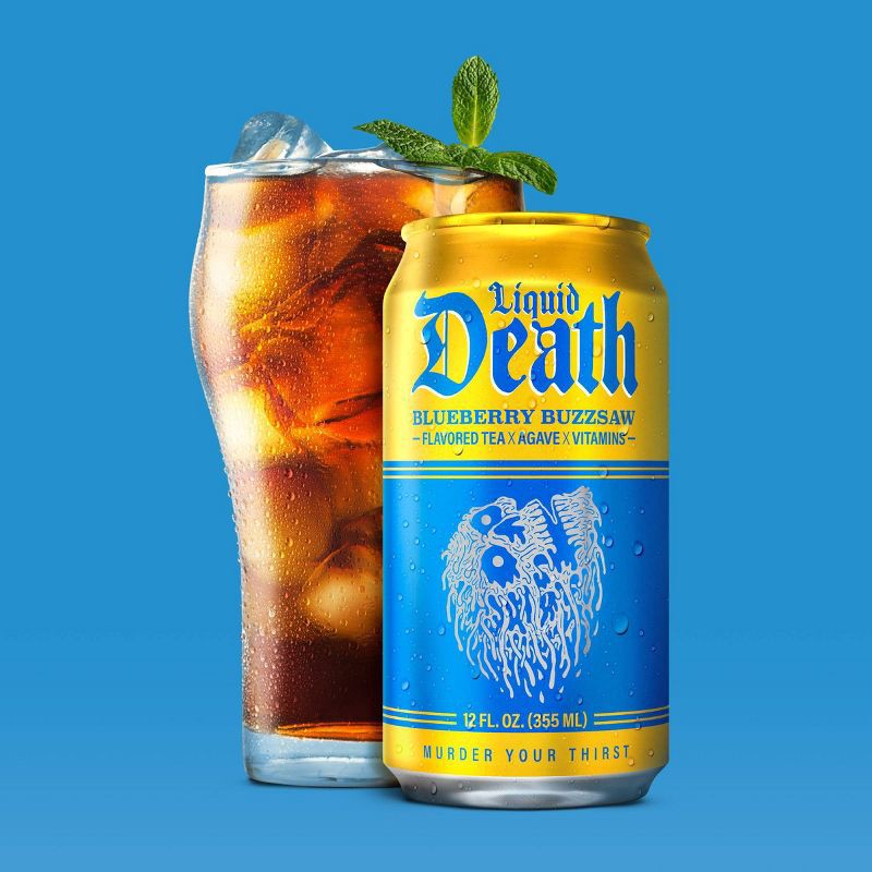 slide 7 of 7, Liquid Death Blueberry Buzzsaw Tea - 6pk/12 fl oz Cans, 6 ct; 12 fl oz