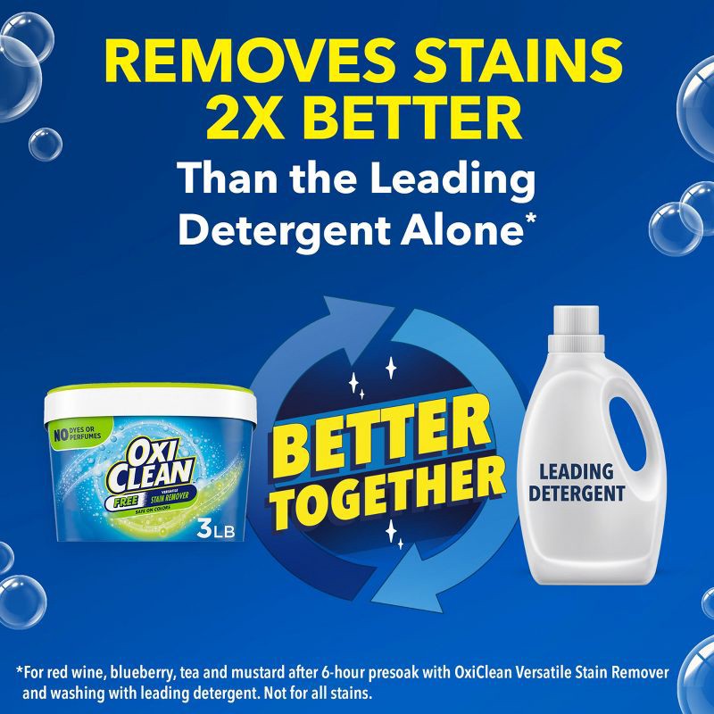 slide 4 of 10, OxiClean Versatile Stain Remover Free Powder - 3lbs, 3 lb