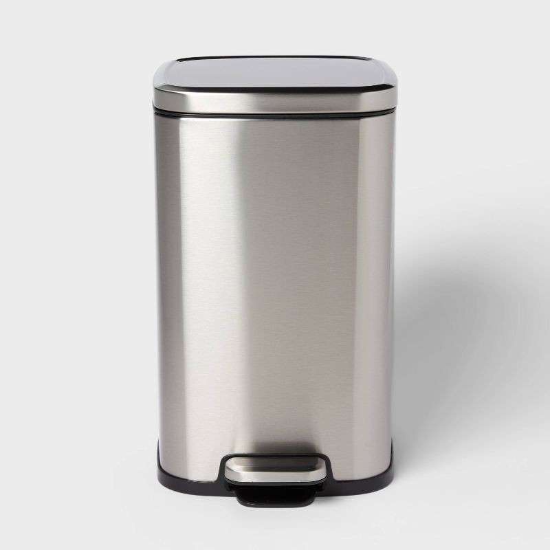 slide 1 of 4, 12L Soft Square Stainless Step Trash Can Silver - Brightroom™, 12 liter