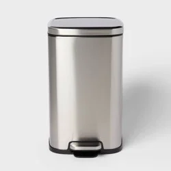 12L Soft Square Stainless Step Trash Can Silver - Brightroom™