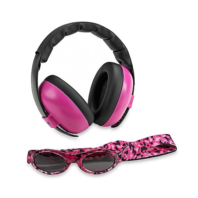 slide 1 of 1, Baby Banz Size 0-2 Years earBanZ Hearing Protection with Sunglasses - Magenta, Size 0-2