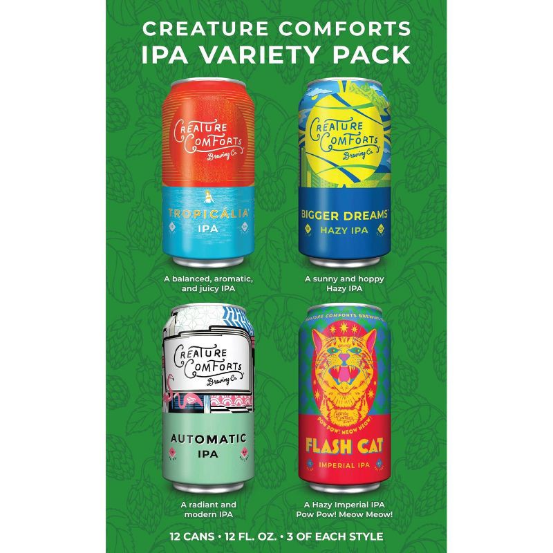 slide 2 of 5, Creature Comforts Brewing Co. Creature Comforts IPA Variety Beer - 12pk/12 fl oz Cans, 12 ct; 12 fl oz