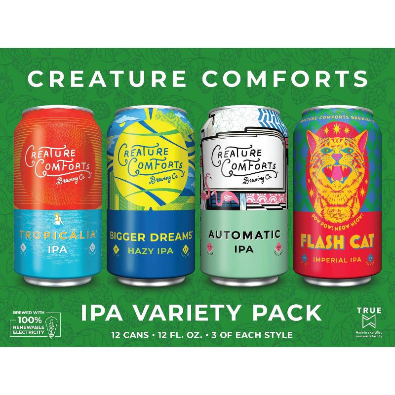 slide 3 of 5, Creature Comforts Brewing Co. Creature Comforts IPA Variety Beer - 12pk/12 fl oz Cans, 12 ct; 12 fl oz
