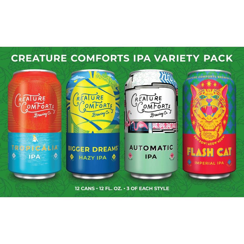 slide 4 of 5, Creature Comforts Brewing Co. Creature Comforts IPA Variety Beer - 12pk/12 fl oz Cans, 12 ct; 12 fl oz