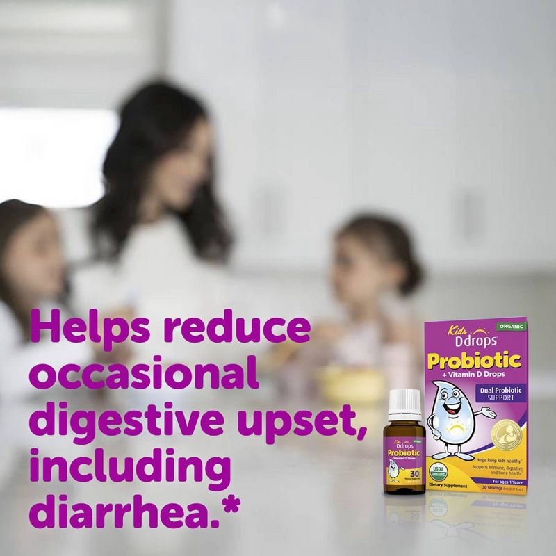 slide 6 of 8, Ddrops Kids' Probiotic Drops Vitamin D 600 IU for Digestive and Immune Health - 0.27 fl oz/30 Servings, 0.27 fl oz, 30 servings