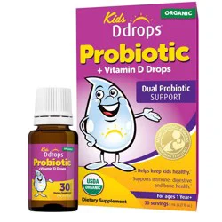 Ddrops Kids' Probiotic Drops Vitamin D 600 IU for Digestive and Immune Health - 0.27 fl oz/30 Servings