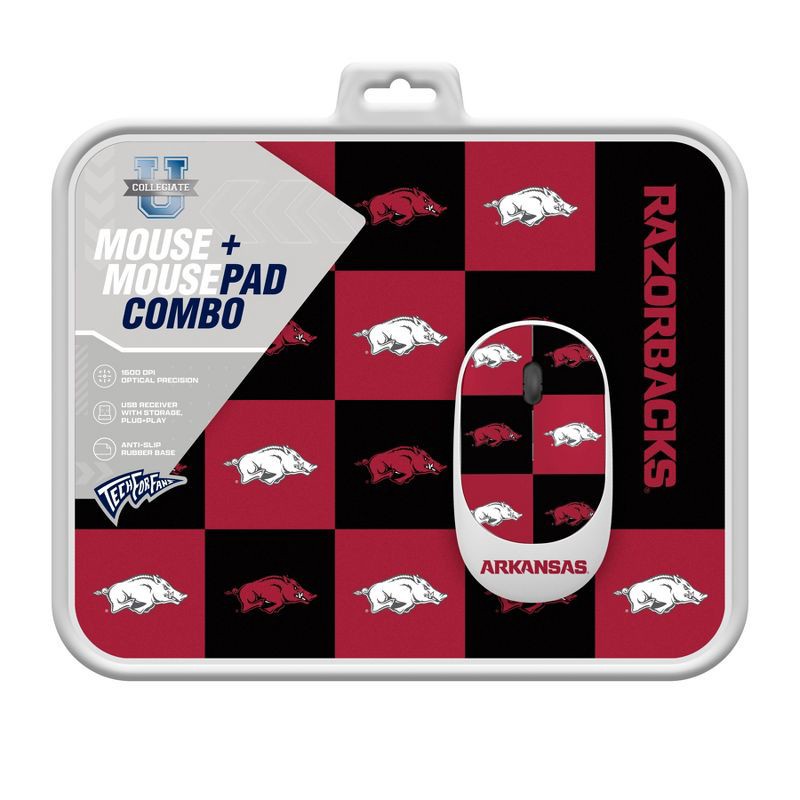 slide 3 of 3, NCAA Arkansas Razorbacks Mouse and Mousepad Set: USB-A Wireless Radio Frequency, 1 ct