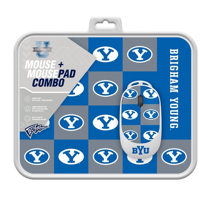 slide 3 of 3, NCAA BYU Cougars Mouse and Mousepad Set: USB-A Wireless Technology for Home Use, 1 ct