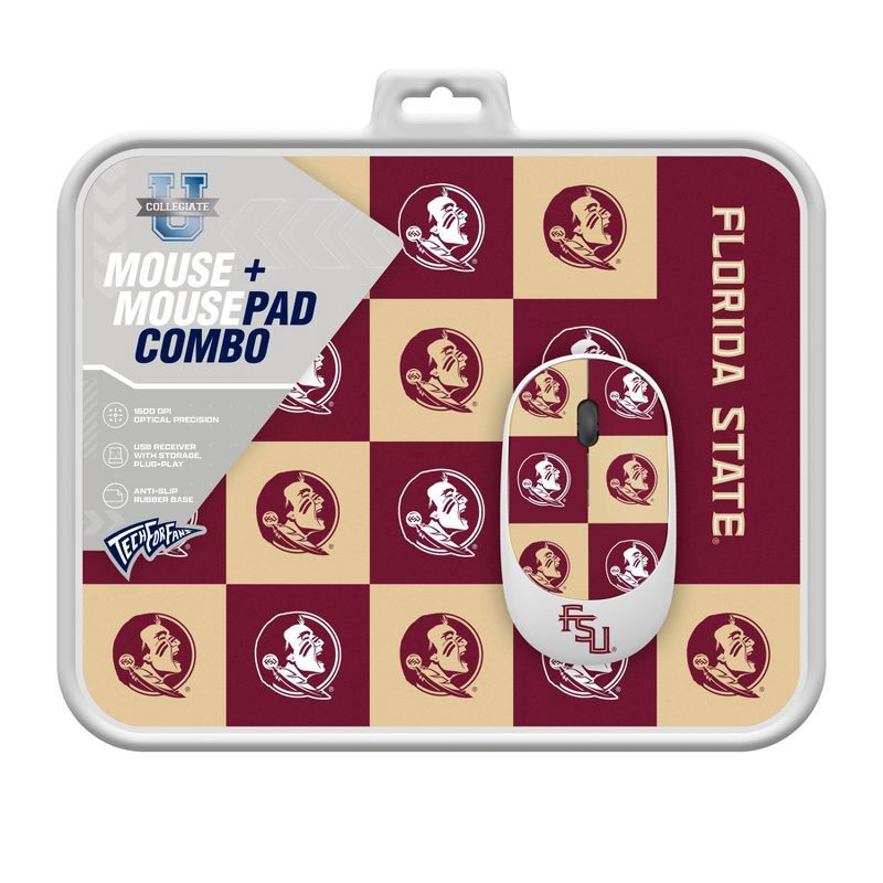 slide 3 of 3, NCAA Florida State Seminoles Mouse and Mousepad Set: USB-A Wireless Radio Frequency, 1 ct
