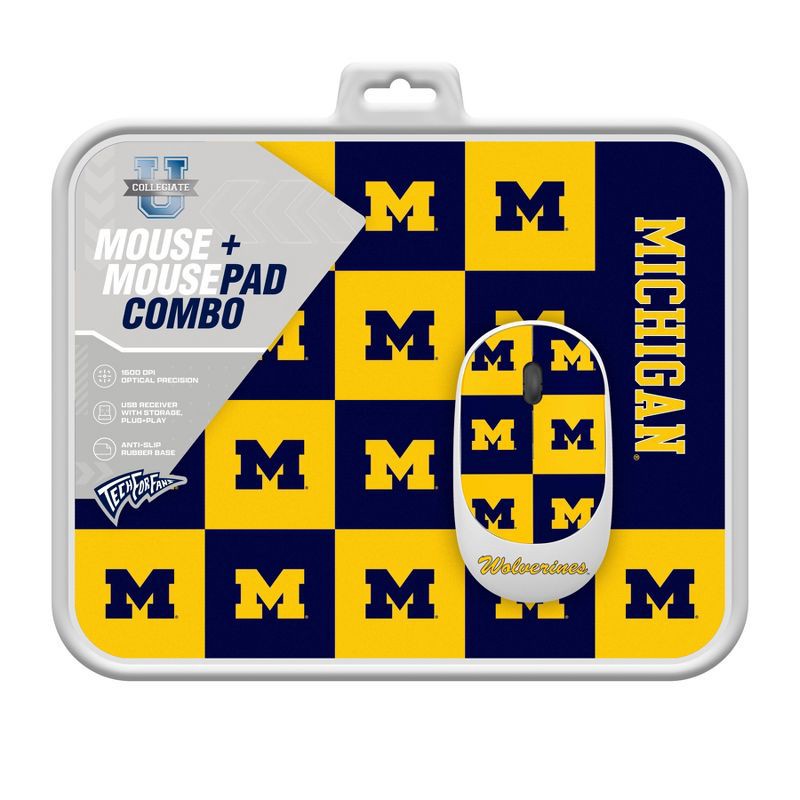slide 3 of 3, NCAA Michigan Wolverines Mouse and Mousepad Set: USB-A Wireless Technology, 1 ct
