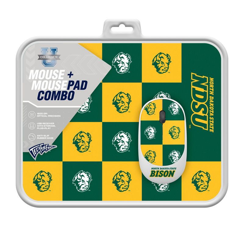 slide 3 of 3, NCAA North Dakota State Bison Mouse and Mousepad Set: USB-A, Radio Frequency, Home Use, 1 ct