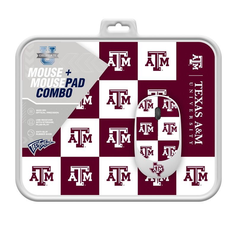 slide 3 of 3, NCAA Texas A&M Aggies Mouse and Mousepad Set: USB-A Wireless for Home Use, 1 ct